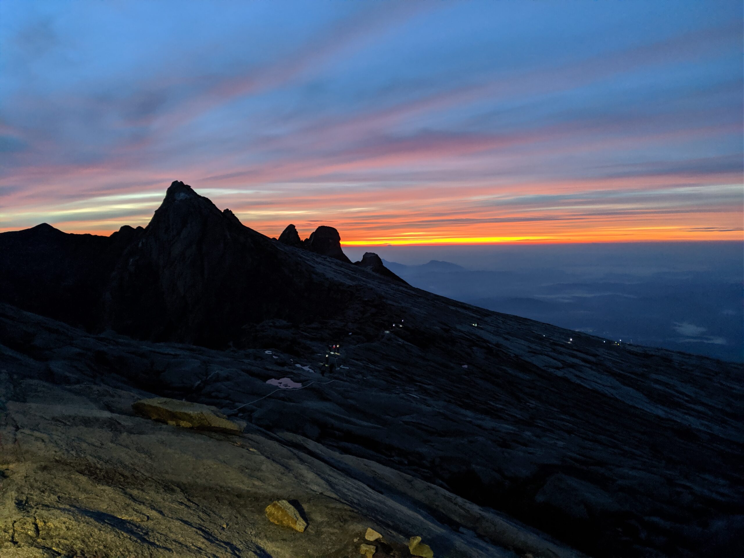 Mount Kinabalu and Crocker range at sunrise